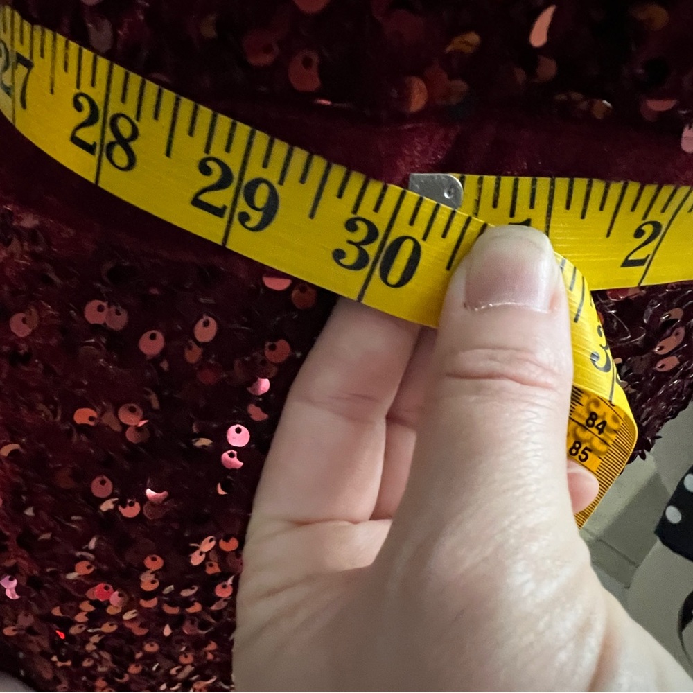 NWT Fully Sequined with velvet accents Red/Burgundy jumpsuit - Picture 5 of 8